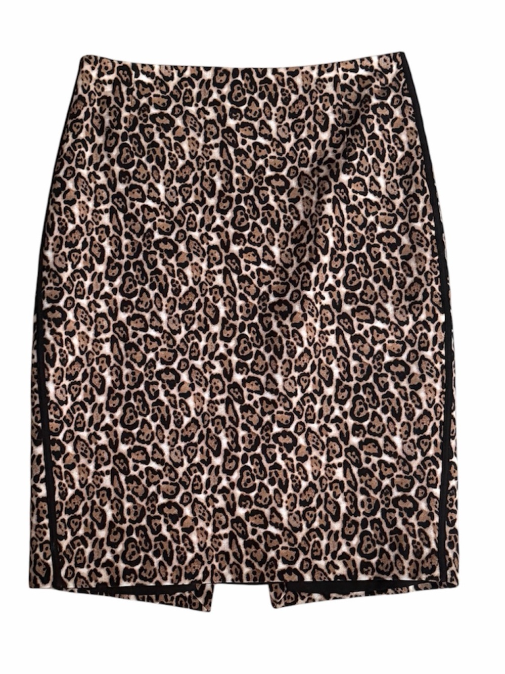 WHBM White House Black Market Leopard Print Pencil Skirt w stripes, slit 0P